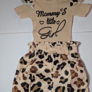 Beige and Leopard Print Baby Outfit
